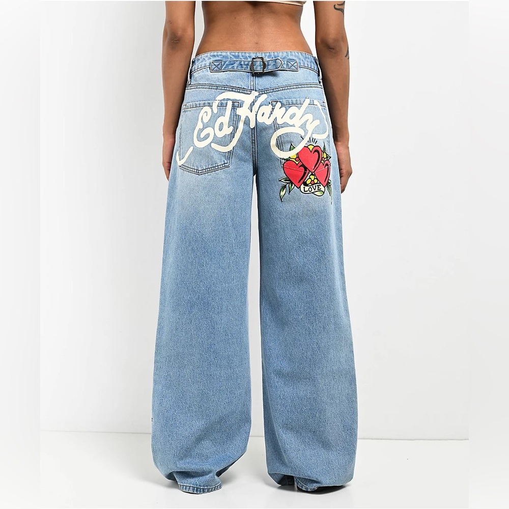 Ed Hardy Y2K vibe Dagger Heart Retro Light Flare Jeans size 30